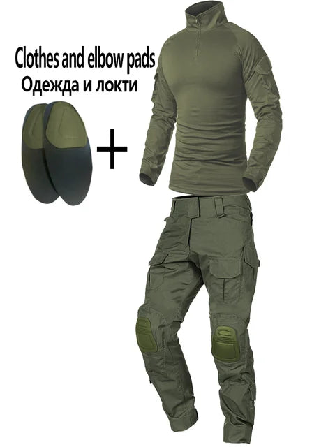 Men's Multicam Tactical Uniform Set – Combat Shirt & Cargo Pants for Airsoft & Hunting