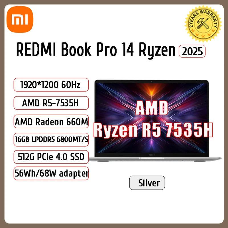 Xiaomi Redmi Book 14"/16" Laptop – AMD Ryzen 5/7 7535H/7735H, 16GB DDR5, 512GB SSD, Win11