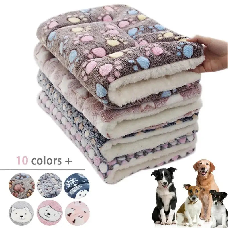 Bear Pattern Pet Sleeping Mat – Soft Thickened Fleece Dog & Cat Bed Blanket Pad, Washable