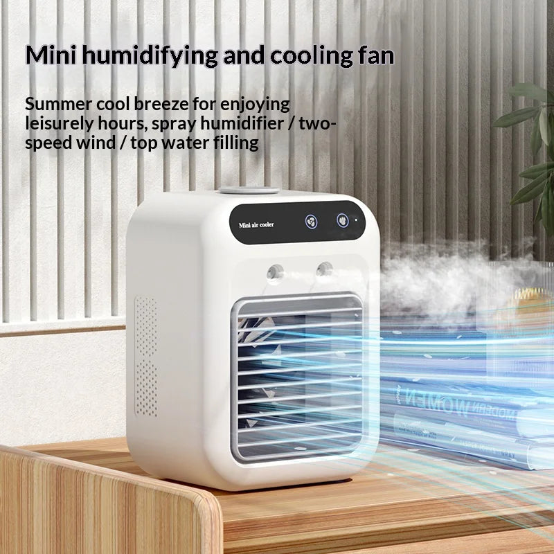 Portable Spray Air Cooler — Desktop Evaporative Humidifier Fan & Mobile Air Conditioner for Home & Dorm