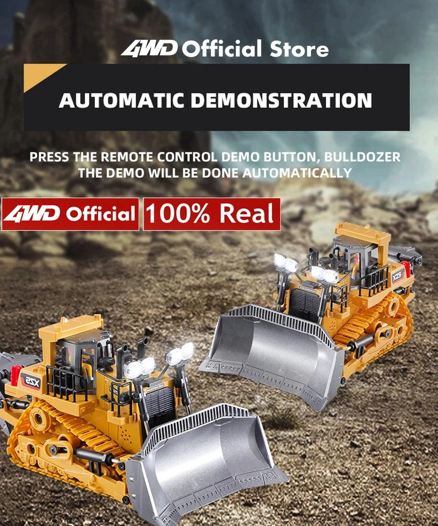 4WD RC Construction Truck with Light & Sound – Remote Control Excavator, Dump Truck & Bulldozer