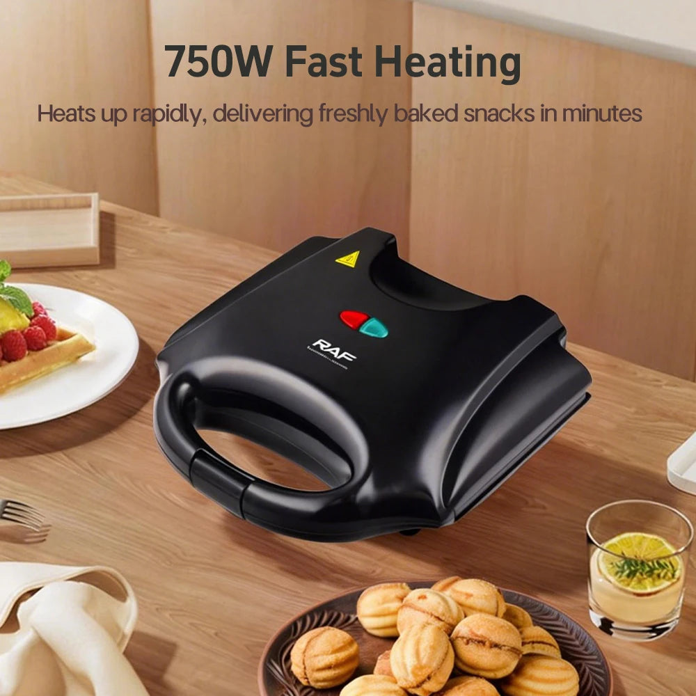 Electric Walnut Cake Waffle Maker — 12-Hole Nut-Shaped Biscuit & Snack Baking Machine