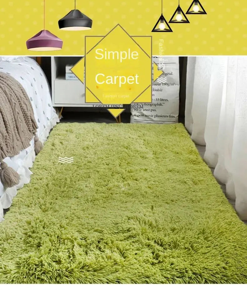 Solid Color Plush Area Rug & Bed Blanket – Soft Silk Wool Carpet for Bedroom & Living Room, 7 Colors & 7 Sizes