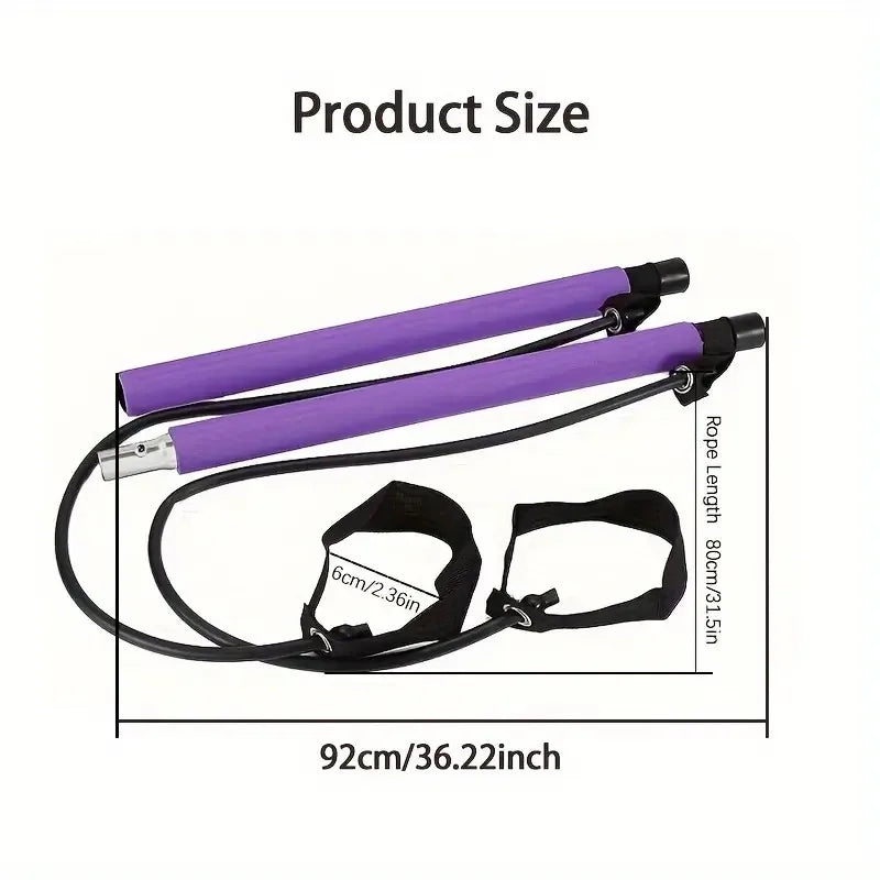 Pilates Stick – Multi-Functional Fitness & Yoga Equipment, Elastic Exercise Bar with Hip Pulling Rope for Home Training