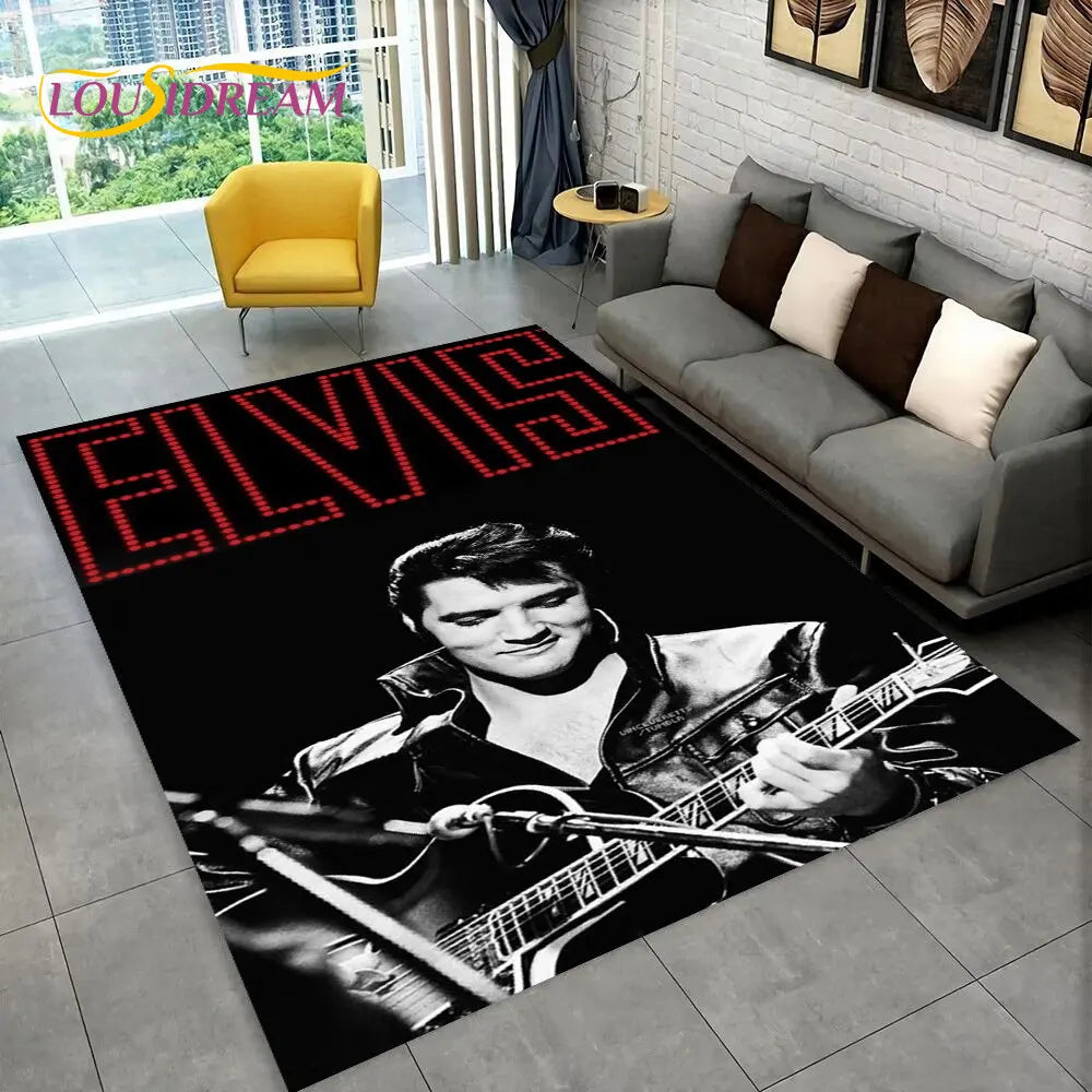 The King Elvis Presley Retro Area Rug,Carpet Rug for Living Room Bedroom Sofa Doormat Decoration,kids Play Non-slip Floor Mat 3D
