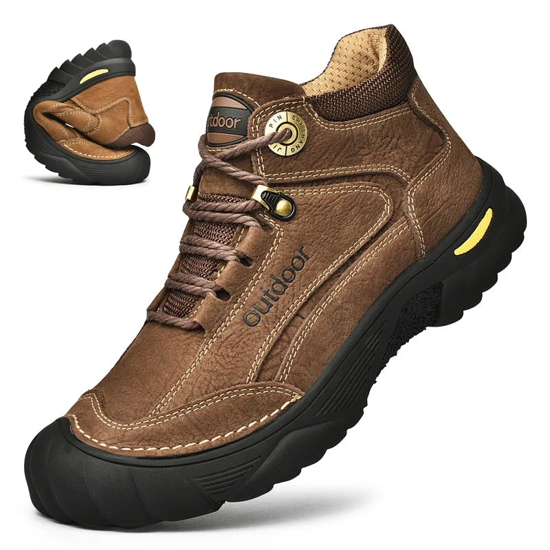 Men's Cow Leather Lace-Up Ankle Boots