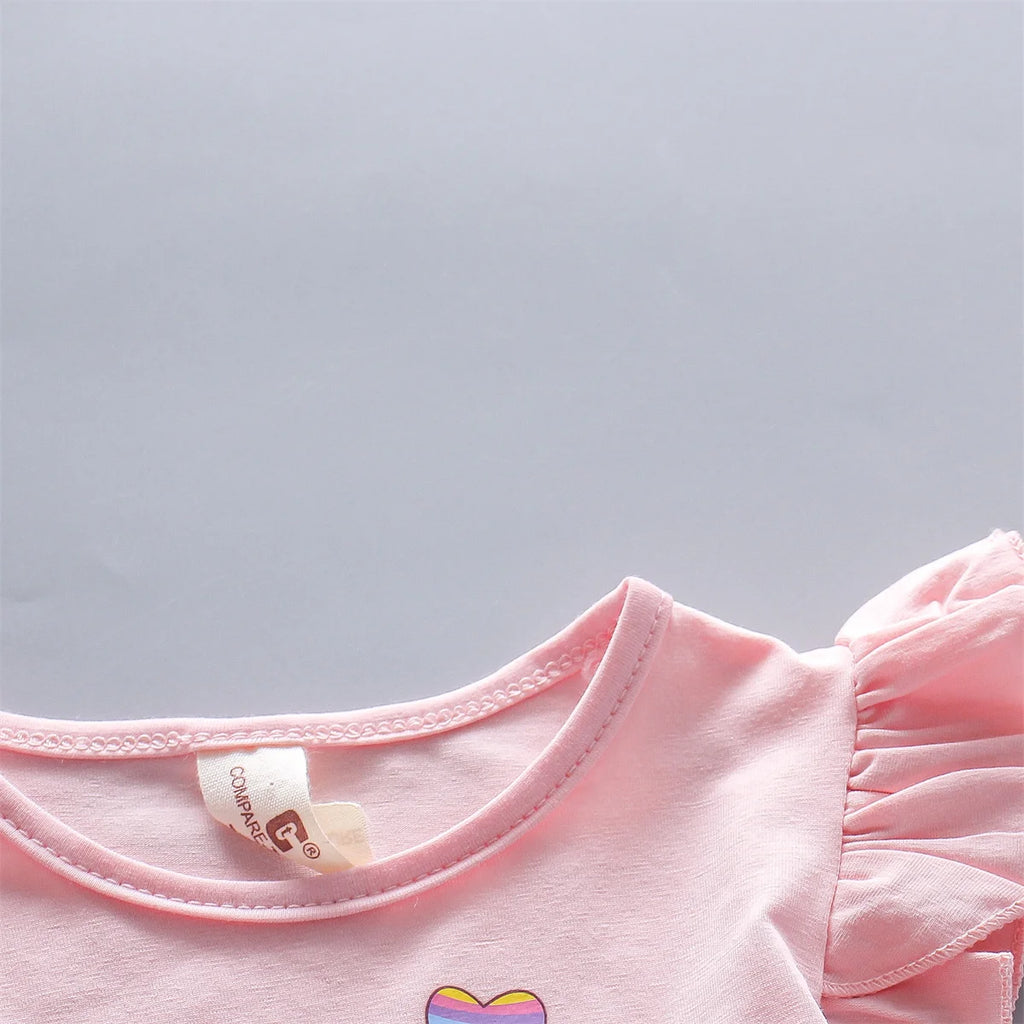 Baby Girl Sleeveless Casual Dress — Rainbow Mesh Print (0–3 Years)