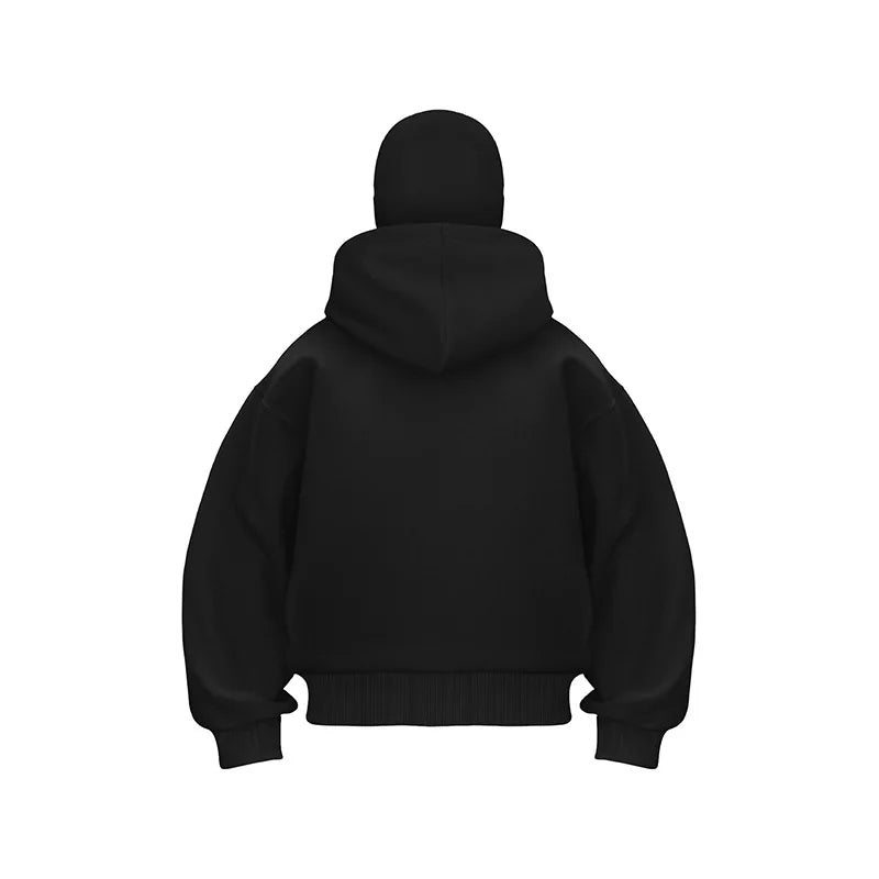 Women's Y2K Goth Double Hoodie Sweatshirt — Harajuku Fleece Pullover