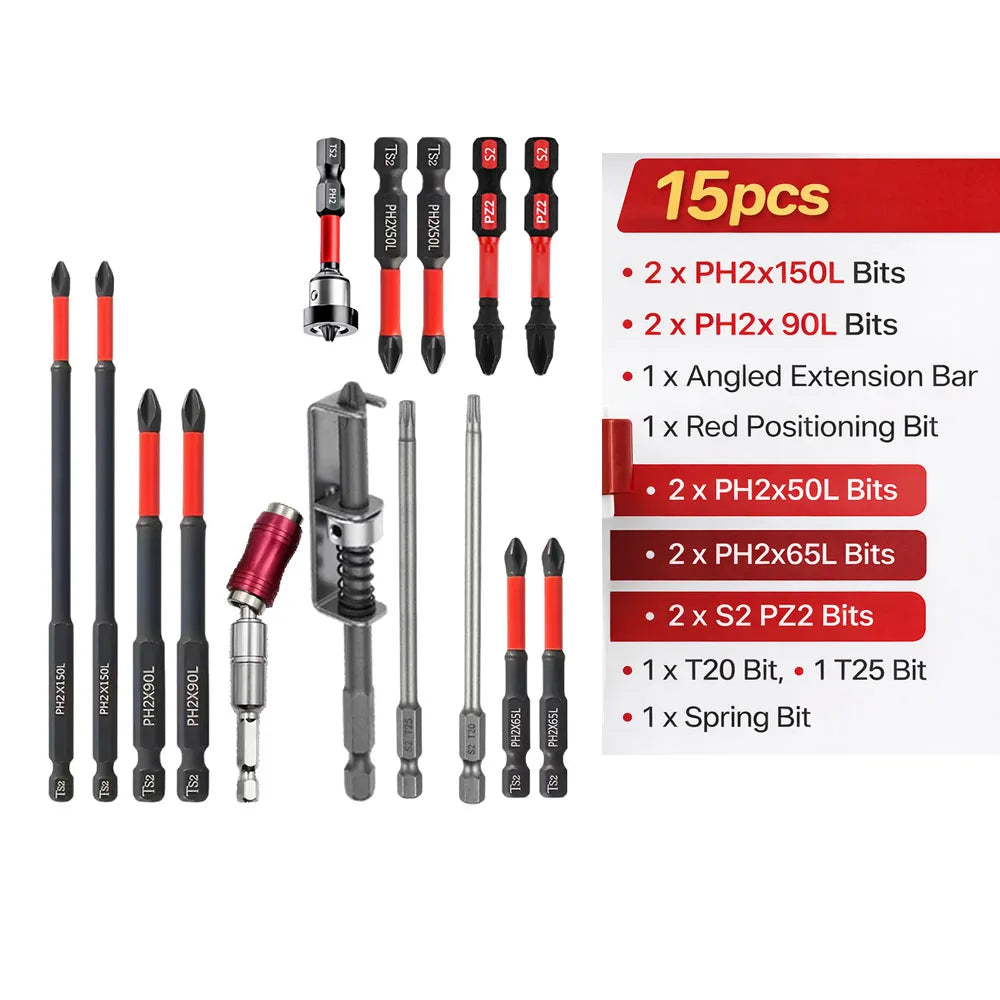 Never Lose a Bit. — Magnetic Non-Slip S2 Steel Drill Bit Set | 3, 6 & 12 Pieces, Crosshead & Impact Bits, Electric & Hand Drivers