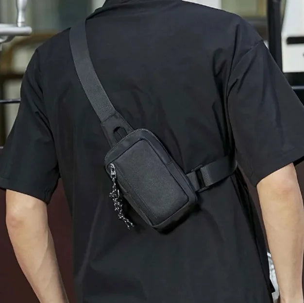 Men's Canvas Mini Crossbody Satchel Bag – Casual Waist Chest Shoulder Messenger Bag