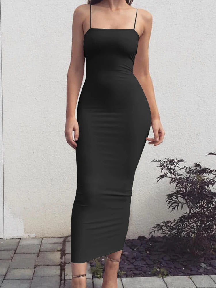 Backless Sling Maxi Dress — High Elastic Sleeveless Club Suspender Dress