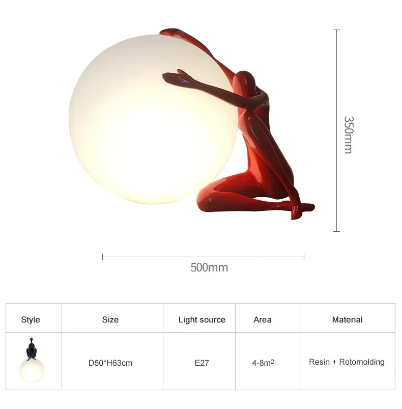 Sculptural Globe Lamp – Figure and Frosted Glass