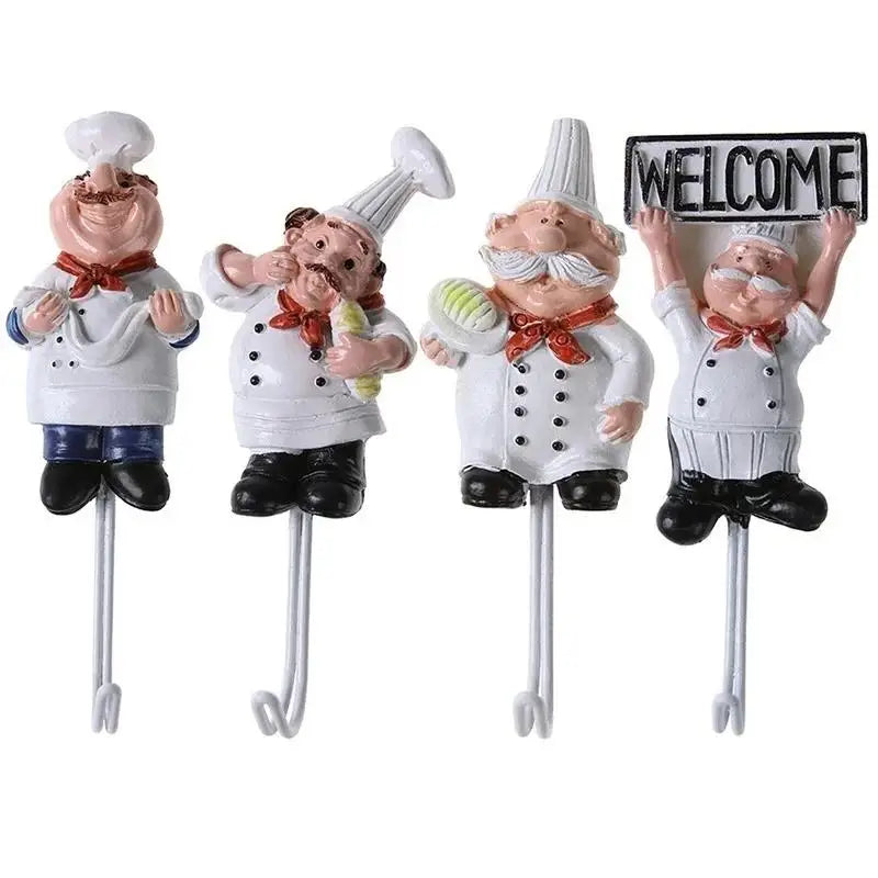 Chef Cartoon Wall Hook – Self-Adhesive Kitchen Utensil Hanger for Towels, Tools & More