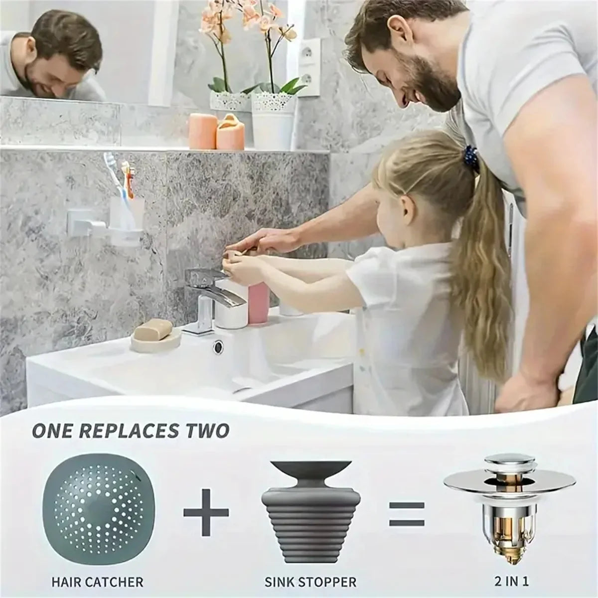 No More Clogged Drains — Pop-Up Chrome Sink Drain Stopper | Universal Rebound Filter with Hair Catcher, Easy Push Type