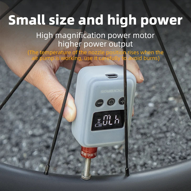 ROCKBROS Pocket Electric Bike Tire Pump with Digital Display