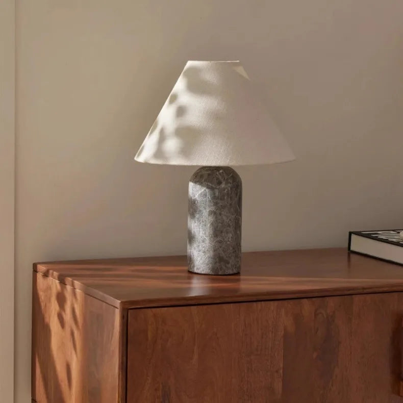 Marble Base Lamp – Tapered Fabric Shade