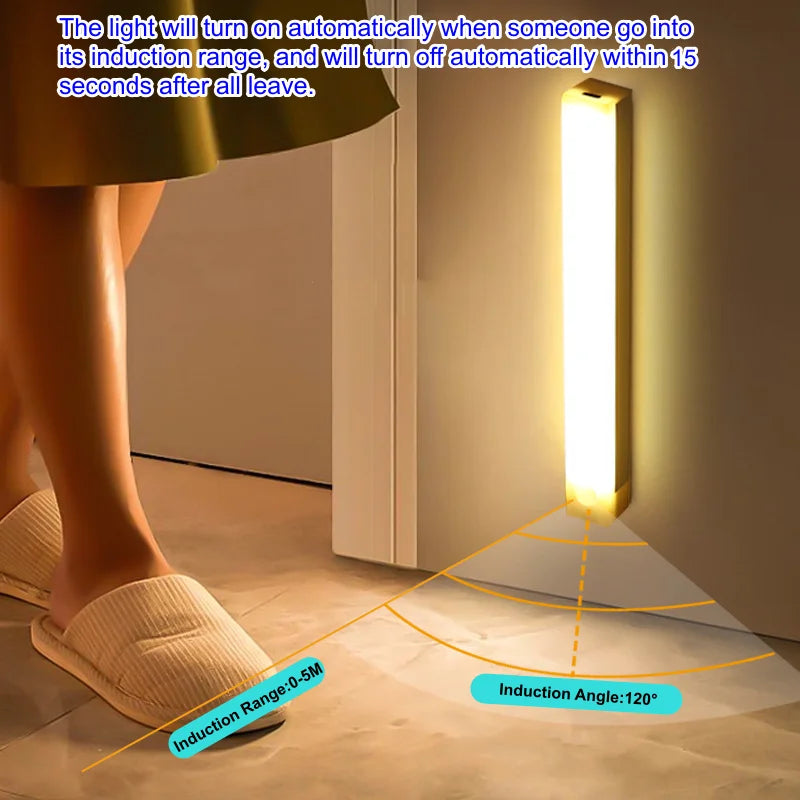 Wireless Motion Sensor LED Bar Light – USB-C Rechargeable, Magnetic Cabinet Lamp, 3 Color Temps, 4 Sizes