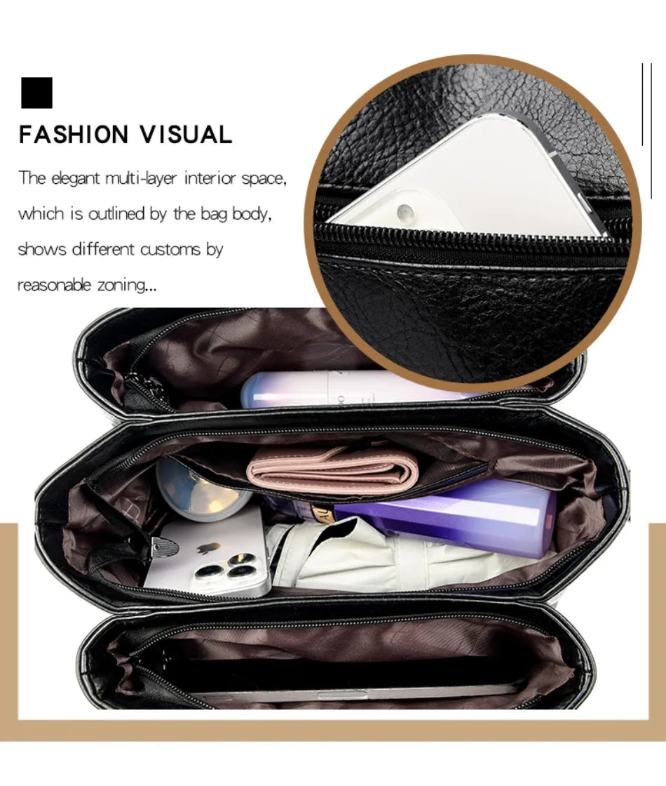 Luxury Soft Leather Large Capacity Tote Crossbody Bag – Elegant Shoulder Handbag for Women