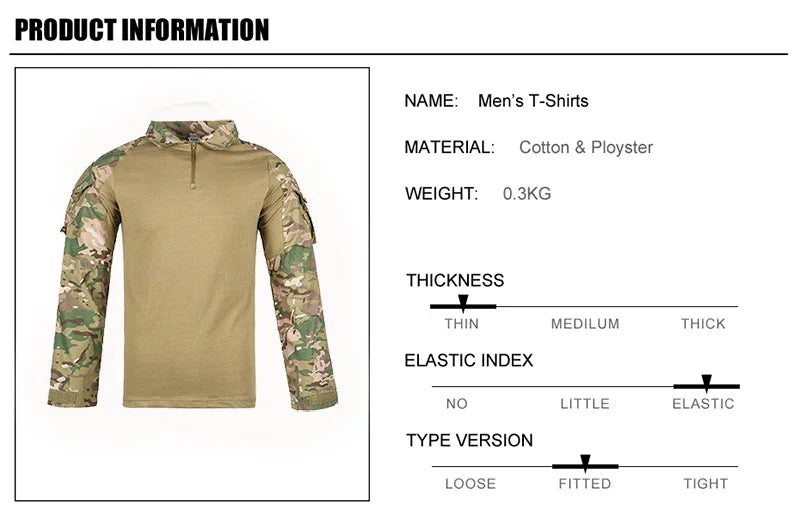Men's Military Camouflage Long Sleeve Hiking Shirt — Tactical Outdoor Shirt