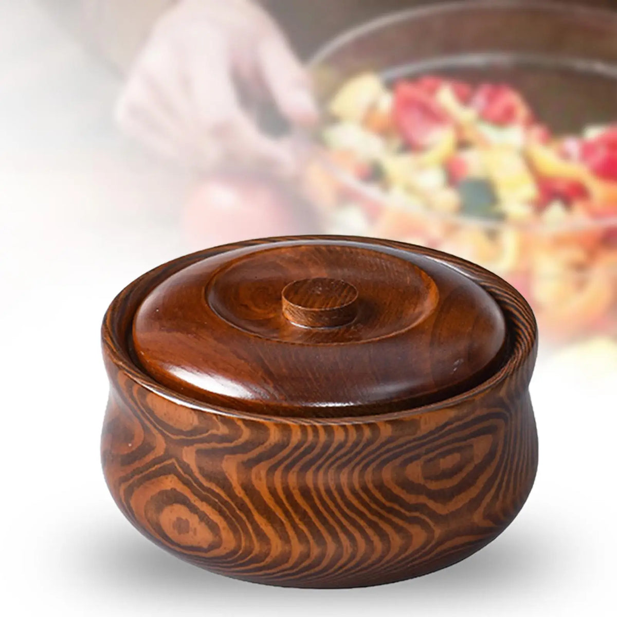 Wooden Serving Bowl with Lid
