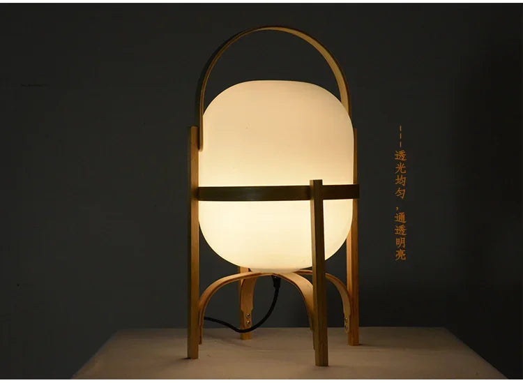 Wood Frame Globe Lamp – Sculptural Accent Light