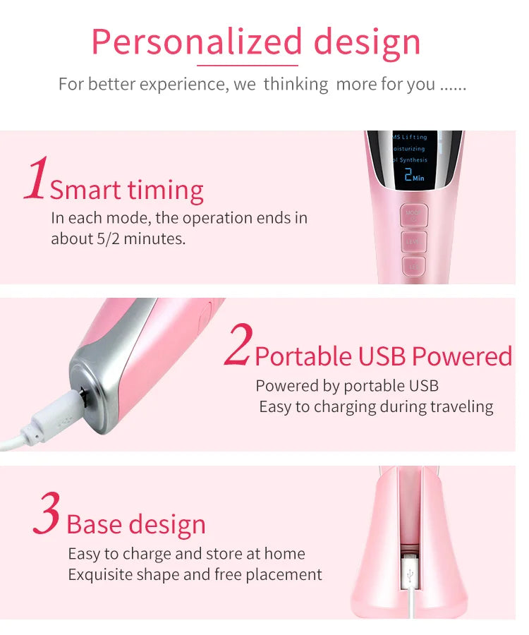 5-in-1 Microcurrent Facial Massager – Red & Blue Light, Cooling, Ion & Skin Tightening Beauty Device