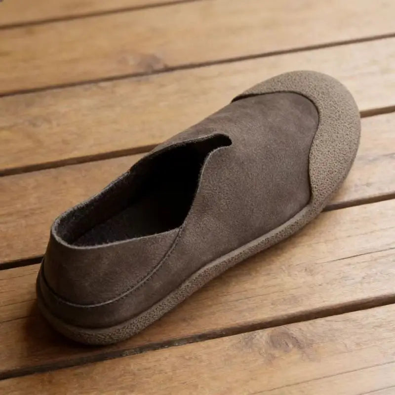 Men's Wide Toe Retro Leather Loafers — Soft Flat