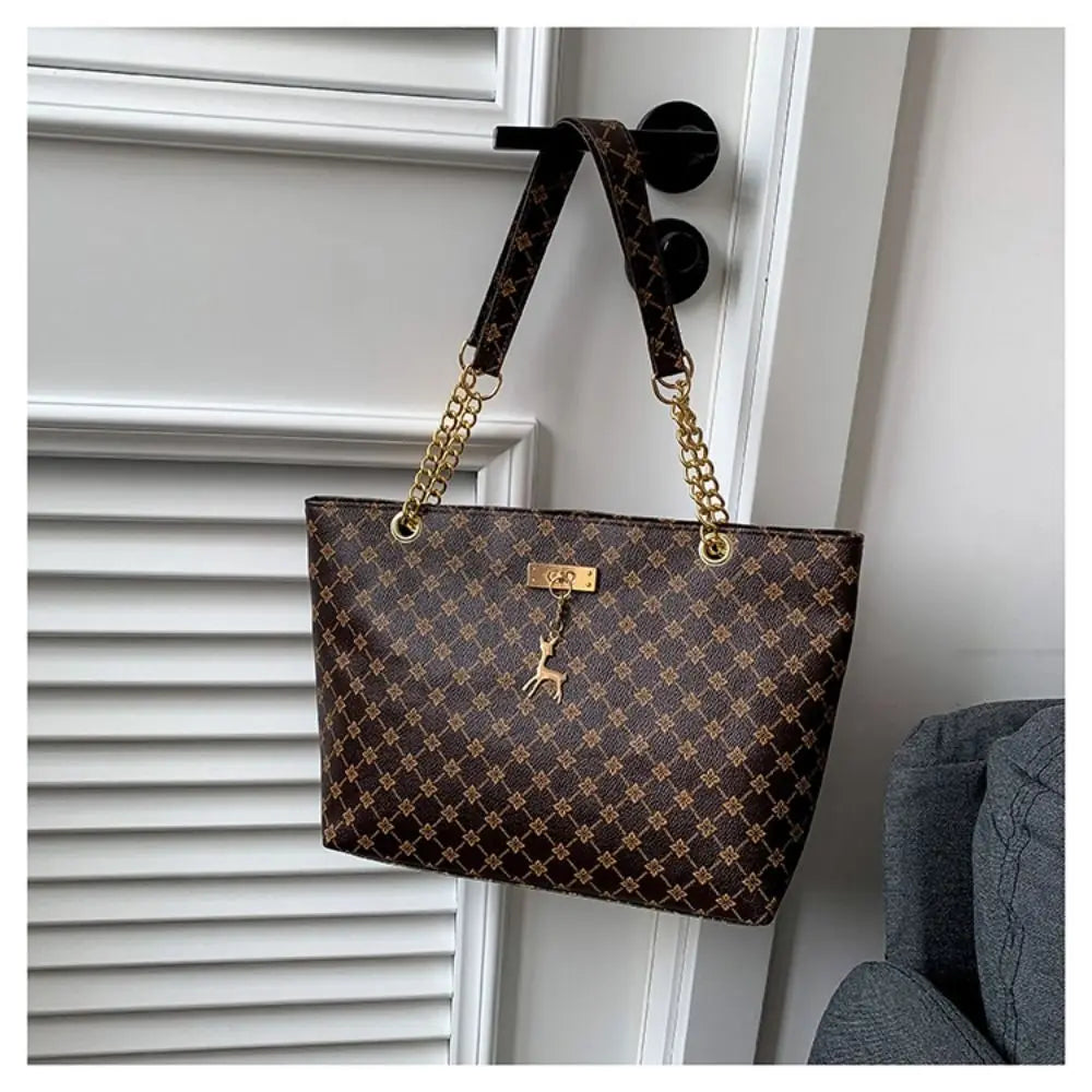 Luxury Print Bucket Tote Shopping Bag – Large Capacity Fashion Shoulder Purse for Women