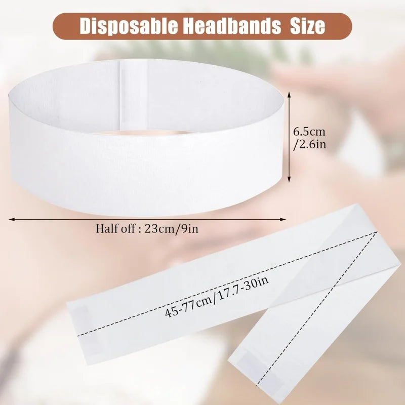 Disposable Spa Facial Headbands — Soft Non-Woven Skincare Bands (10/50/100 Pack)