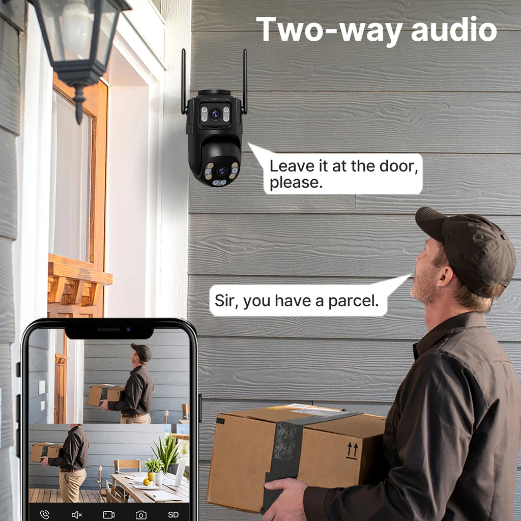 8MP Dual Lens WiFi PTZ Outdoor Security Camera – AI Auto Tracking, Color Night Vision, 2-Way Audio