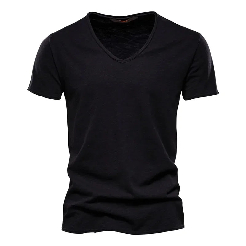 Men's 100% Cotton V-Neck Short Sleeve Tee — Classic Everyday T-Shirt