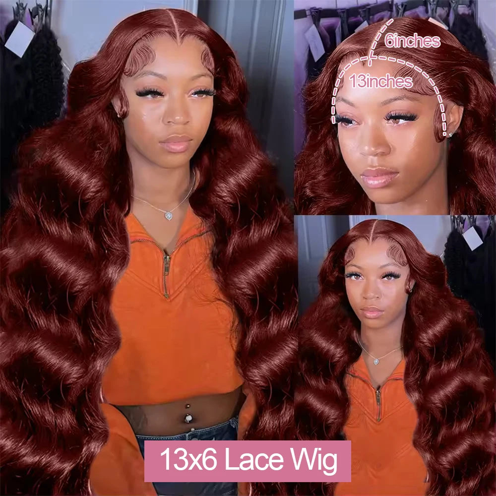 Reddish Brown Body Wave Glueless Wig | 250% Density 7x5 13x4 13x6 HD Lace Pre-Cut Wear & Go Human Hair