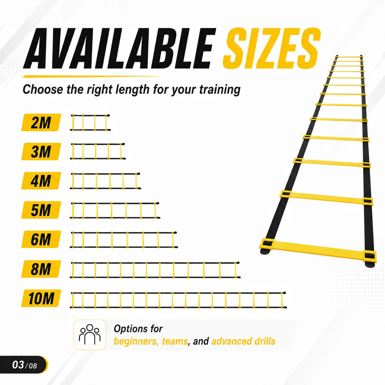 Agility Ladder Set – 2-10M Speed Training with Carry Bag for Soccer, Football, Footwork & Home Gym Drills