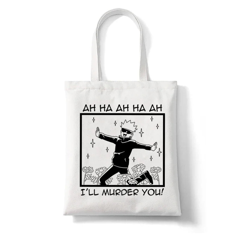 Jujutsu Kaisen Anime Canvas Tote Shopper Bag – Large Reusable Shoulder Bag for Women