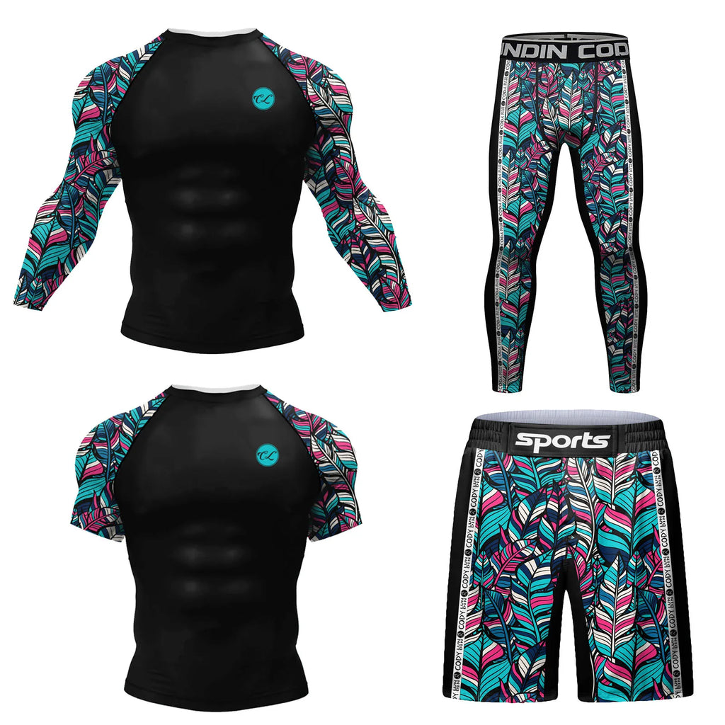 MMA BJJ Rash Guard 3D Print Compression T-Shirt & Pants – Durable Boxing Jogging Tracksuit