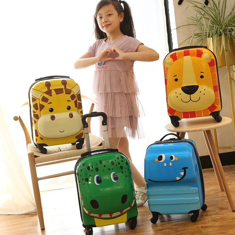 18-Inch ABS Kids’ Spinner Suitcase – Cute Animal 3D Design