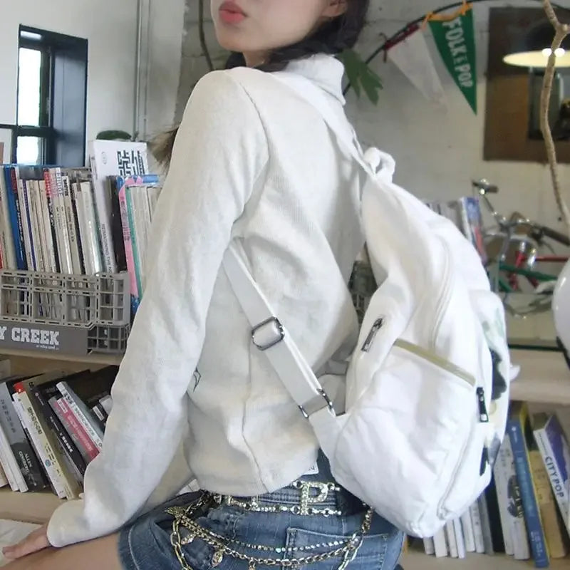 Y2K Aesthetic Cute Sheep Canvas Backpack – Japanese Cartoon School Bag for Women
