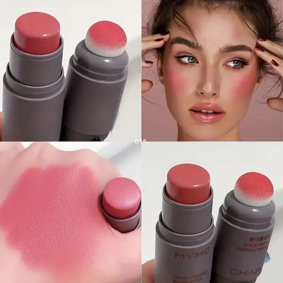Double-Ended Creamy Blush Stick — Matte Long-Lasting Rouge