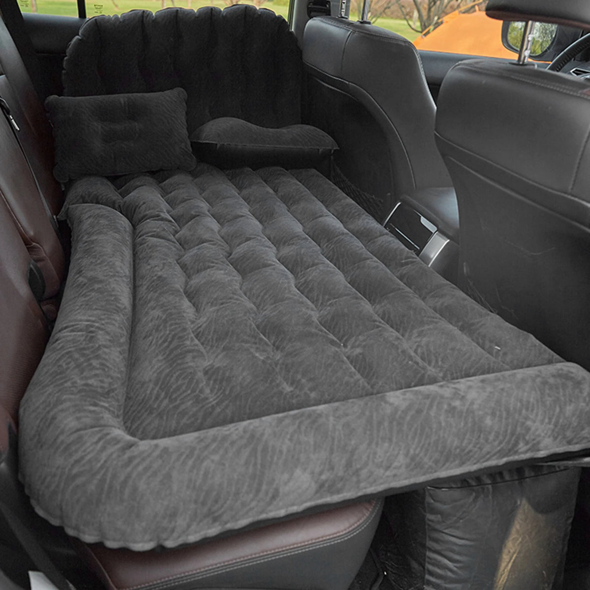 2-in-1 Inflatable Car Travel Mattress – PVC Flocking Soft Backseat Air Bed for Car & SUV