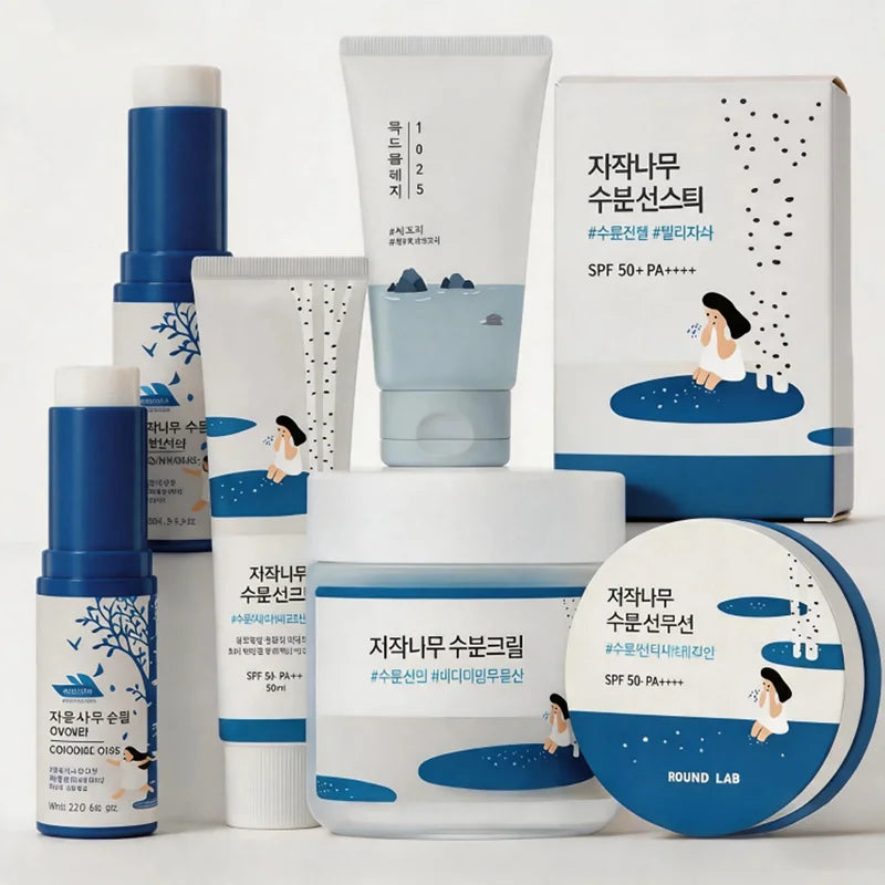 Korean ROUND LAB Birch Juice Skincare – Eye Cream, Moisturizer, Sunscreen & Cleanser