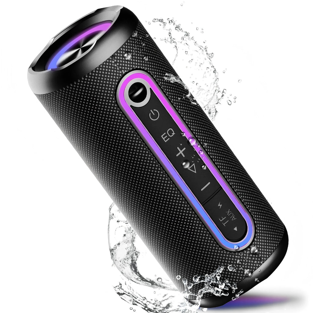 Wireless Portable Speaker — 30W Loud Stereo, IPX7 Waterproof, RGB Lights, TWS Pairing