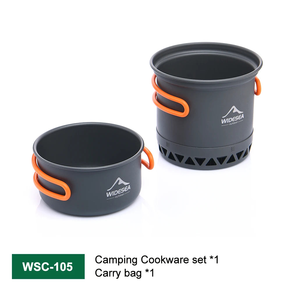 Outdoor Camping Cookware Set — 1.3L & 2.3L Cooking Pot with Kettle & Tableware