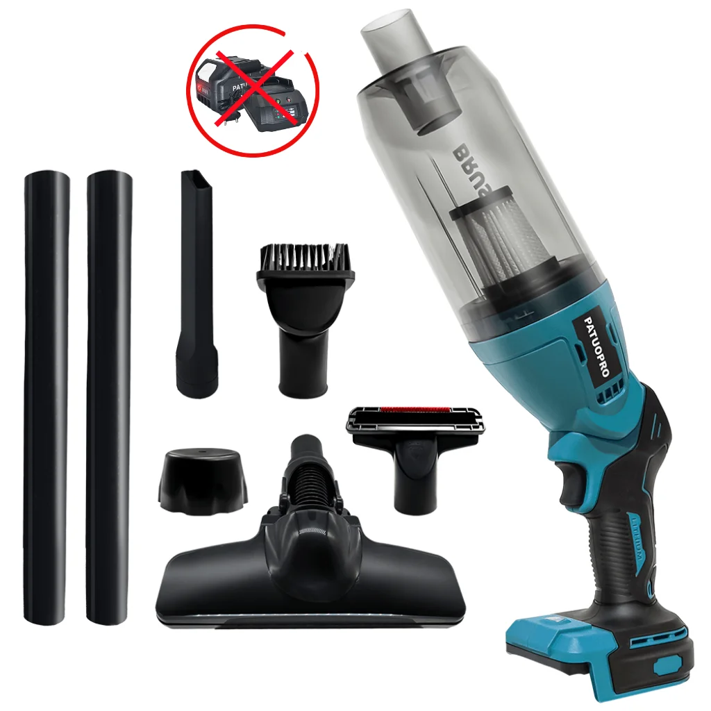 PATUOPRO Brushless Cordless Electric Vacuum Cleaner — Handheld 18V for Carpet, Pet Hair & Dust, Compatible with Makita Battery