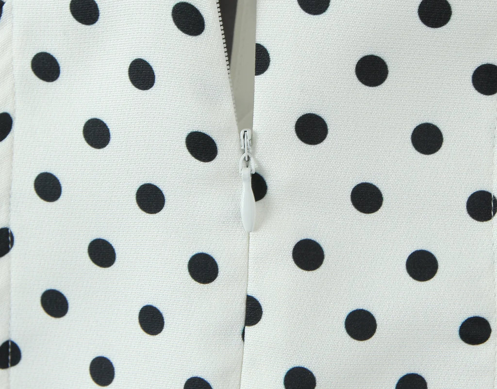 Retro Polka Dot Deep V Halter Mini Dress — Backless A-Line Slim Summer Dress