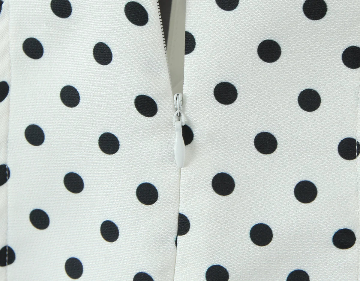 Retro Polka Dot Deep V Halter Mini Dress — Backless A-Line Slim Summer Dress