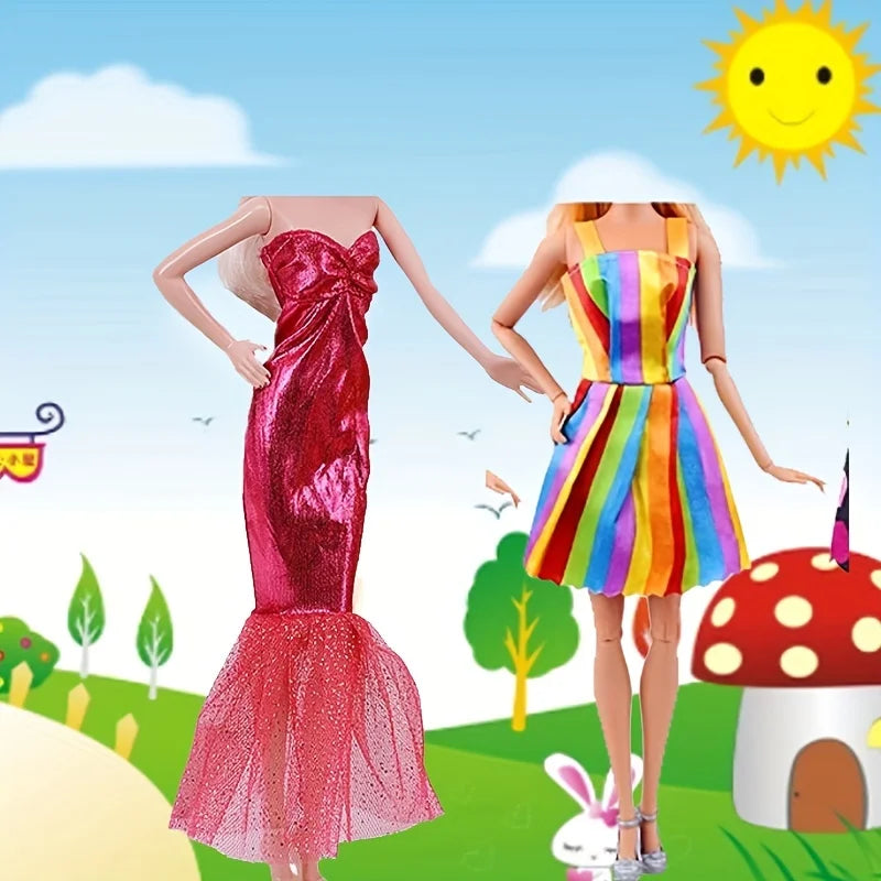 30-Piece Doll Clothes & Accessories Set — Fashion Dresses, Tops, Shoes & More