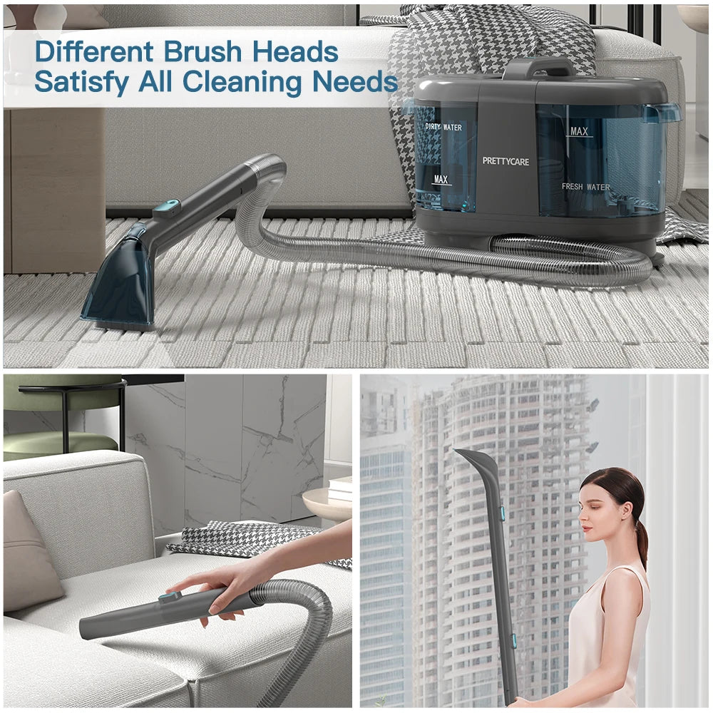 PrettyCare PC808 Cordless Carpet & Spot Vacuum Cleaner — 1.4m Hose, 30-Min Runtime, Wet Sprayer for Sofa & Car