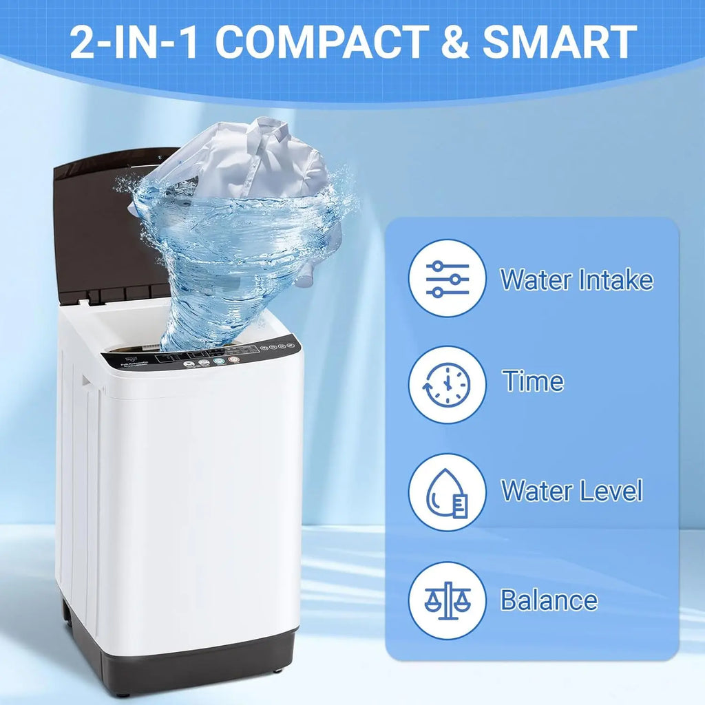 1.6 Cu Ft Portable Clothes Dryer & 16 LBS Full Automatic Washing Machine Set — Stainless Washer & Spinner Combo