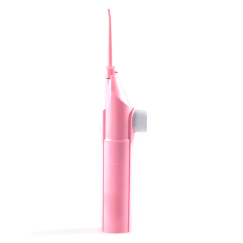 Cleaner Teeth. Healthier Gums. — Portable Manual High Pressure Oral Irrigator | Water Dental Flosser, Toothpick Jet, No Batteries, Pink, Blue & Black