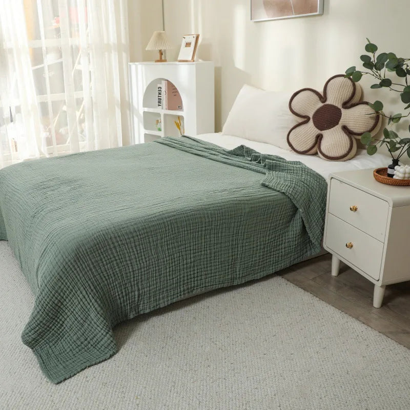 100% Cotton Muslin Gauze Throw Blanket – Lightweight Breathable Bedspread, All Season